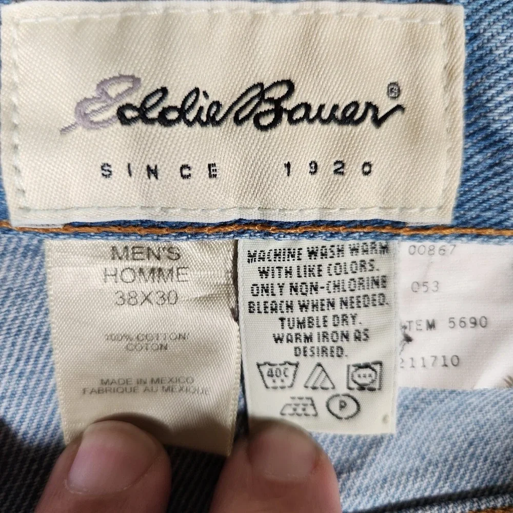 Vintage Eddie Bauer Jeans Men's 37X31 (Tag‎ 38X30) Tapered Leg Blue Denim Pants